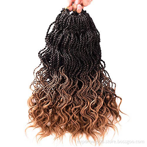 Wholesale Curly Twist Crochet Hair Wavy Senegalese Twist Braiding Hair Solid And Mix Color Synthetic Fiber Hair Extensions